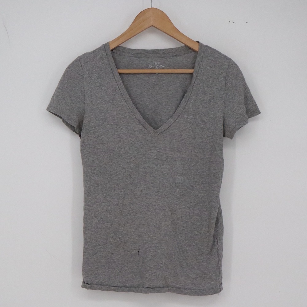 J.Crew Tee Womens XS Slub Cotton V-Neck Heather Grey Short Sleeve Good